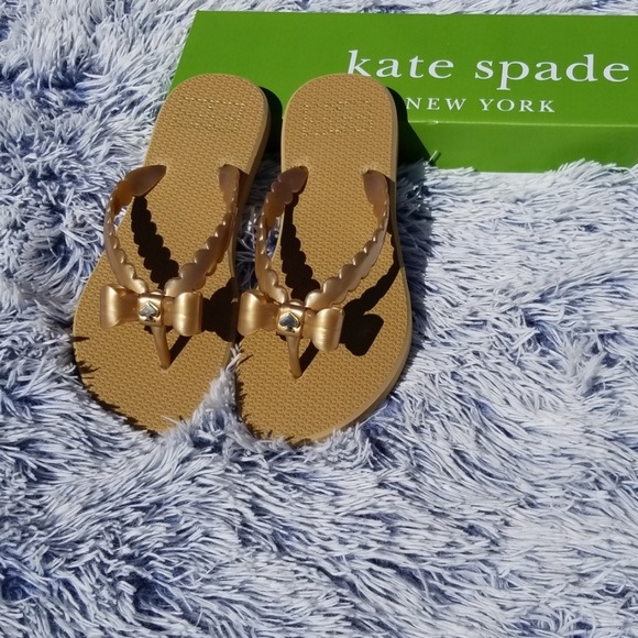 kate spade Shoes - Kate Spade Gold Flip-Flops